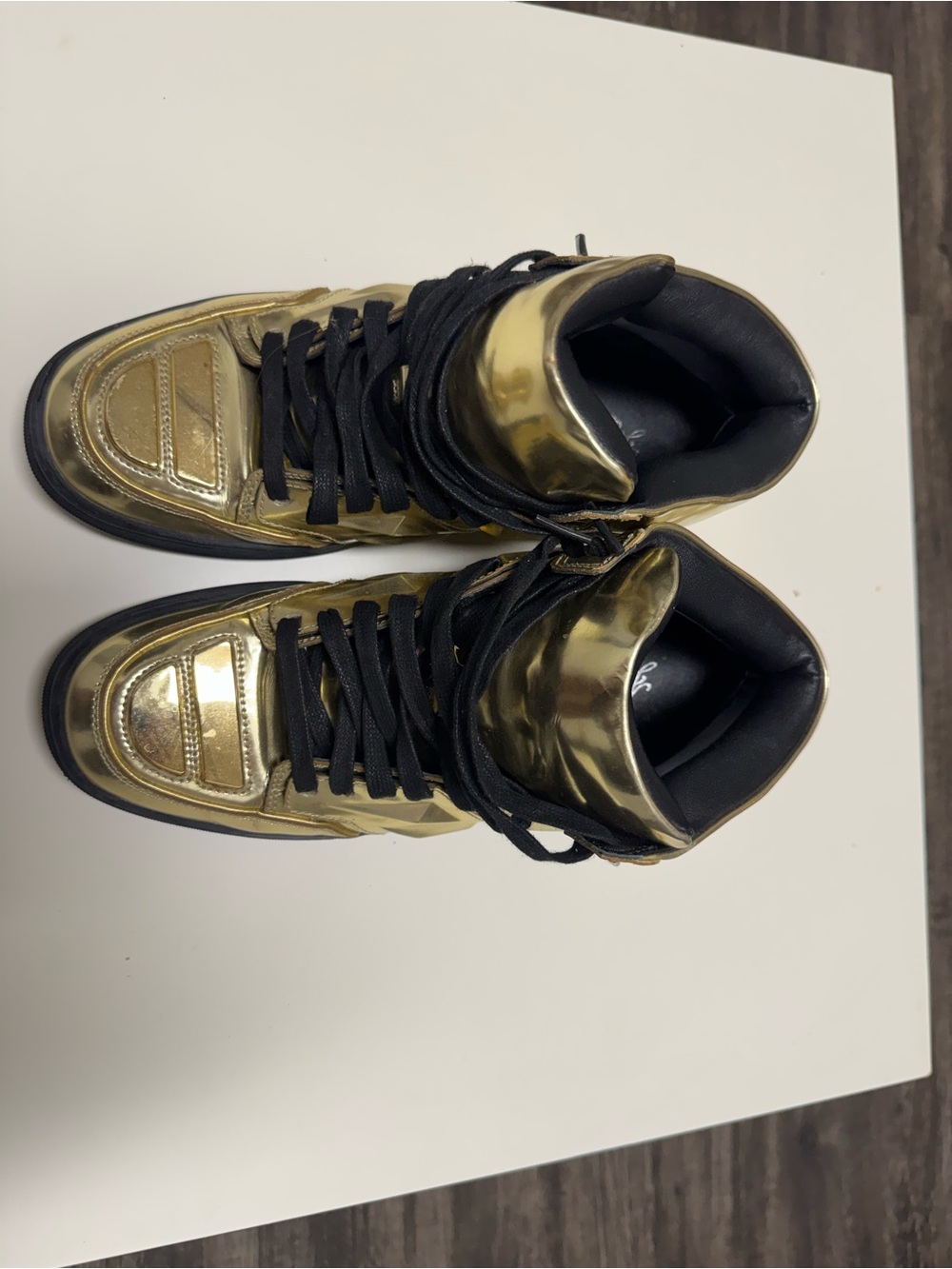 Alejandro Ingelmo Metallic Gold High-Top Sneakers with Black Accents